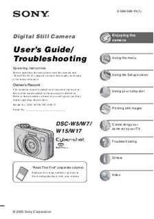 Sony Cyber-shot W5 manual. Camera Instructions.